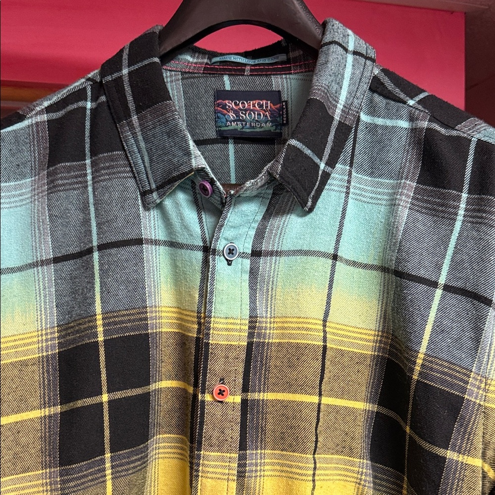 Scotch & Soda Men's Multicolor Plaid Button Down Shirt